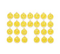 Airssory 26 Pcs Yellow Color 12MM Letter A-Z Enamel Charms Double Sided Alphabet Initial Charms for DIY Jewellery Bracelet Necklace Earring Bag Keychain Decor