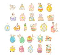 Airssory 27 pcs 27 Styles Easter Theme Enamel Charms Rabbit Carrot Easter Eggs Charms for DIY Jewellery Bracelet Necklace Earring Bag Keychain Phone Decor
