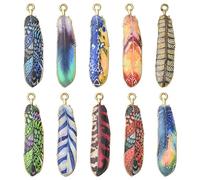 Airssory 30 Pcs 10 Styles Enamel Animal Goose Bird Plumage Charms Wing Feather Charms Dreamer Catcher Charms for DIY Necklace Bracelet Supplies