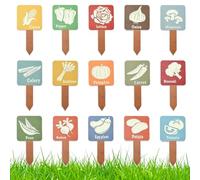 Airssory 30 Pcs 15 Styles 12.5CM Square Vegetable Pattern Wooden Plant Labels Plant Tags for Seed Potted Herbs Flowers Vegetables Garden Decor