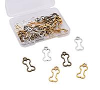 Airssory 30 Pcs 3 Colors Bone Shape Frame Charm Open Back Bezel Pendants for DIY UV Resin Epoxy Resin Pressed Flower Jewellery Decorations - 25x11mm