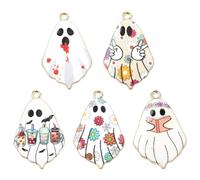 Airssory 30 pcs 5 Styles Lovely White Ghost Spirit Enamel Charms Halloween Theme Charms for DIY Jewellery Necklace Earring Bracelet Crafts Bag Keychain Phone Decor Bulk