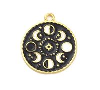 Airssory 30 pcs Black Flat Round with Moon Phase Enamel Charms Celestial Crescent Charms for DIY Jewellery Bracelet Necklace Earring Crafts Keychain Bag Decor