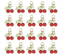 Airssory 30 Pcs Glass & Acrylic Beaded Charms with Stainless Steel Jump Rings Fruit Cherry Charms for Jewelry Making