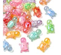 Airssory 30 pcs Mixed Colors Transparent Tortoise Acrylic Beads Sea Animal Turtle Beads Glow in The Dark for DIY Jewellery Bracelet Necklace Earring Crafts Bag Keychain