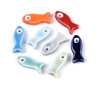 Airssory 30 pcs Mixed Colours 25MM Ceramic Porcelain Fish Charms Ocean Sea Animals Theme Jesus Fish Charms for DIY Jewellery Bracelet Necklace Earring Bag Keychain Phone Decor