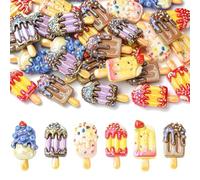 Airssory 30 pcs Mixed Styles Ice Cream Acrylic Beads Popsicle Sweet Food Spacer Beads for DIY Jewellery Bracelet Necklace Earring Crafts Bag Keychain