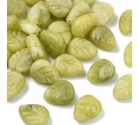 Airssory 30 pcs Natural Jade Carved Green Leaf Beads Plant Leaves Shaped Stone Spacer Beads for DIY Jewellery Crafts Bracelet Necklace Earring Making