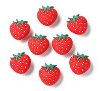 Airssory 30 Pcs Red Strawberry Focal Silicone Beads Imitation Fruit Food Rubber Beads for DIY Jewellery Bracelet Necklace Craft Keychain Decoration