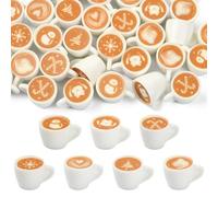 Airssory 35 pcs 7 Styles Miniature Figurines Christmas Theme Coffee Cup Resin Ornament Xmas Mini Coffee Drink No Hole Beads Display for DIY Jewellery Craft Home Office Desk Decor