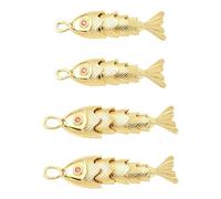 Airssory 4 pcs 2 Styles Golden Colour 33.5-39.5MM Fish Brass Charms Ocean Sea Animals Jesus Fish Charms for DIY Jewellery Bracelet Necklace Earring Crafts Bag Keychain Phone Decor