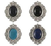 Airssory 4 Pcs 4 Styles Antique Style Floral Frame Brooches Pins Vintage Gemstone Lapel Pins Bulk for Men Women Clothes Shawl Dress Backpack Hats Jackets Crafts Decor