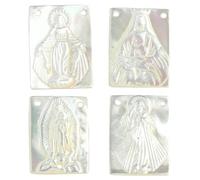 Airssory 4 pcs 4 Styles Shell Rectangle with Virgin Mary Charms Medal Religious Saint Charms for DIY Jewellery Necklace Bracelet Earring Crafts Bag Keychain Phone Decor