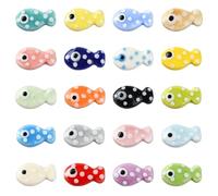 Airssory 40 pcs 20 Colors Fish Shaped Handmade Ceramic Porcelain Beads Smooth Sea Animal Ocean Jesus Beads for Jewellery Making Bracelet Necklace Earrings DIY Crafts