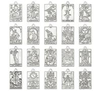 Airssory 40 pcs 20 Styles Tibetan Styles Rectangle Tarot Card Charms Antique Silver Divination Charms for DIY Jewellery Earring Necklace Bracelet Crafts Keychain Bag Decor