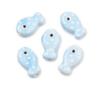 Airssory 40 pcs Light Blue Colour Ceramic Porcelain 19MM Fish Beads Ocean Sea Animals Jesus Fish Spacer Beads for DIY Jewellery Bracelet Necklace Earring Crafts Bag Keychain Decor