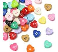 Airssory 40 pcs Mixed Colours 12mm Heart Button Acrylic Beads Creative Button Shaped Beads for DIY Jewellery Bracelet Necklace Crafts Keychain Phone Pen Decor