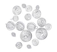 Airssory 40Pcs 4 Sizes Iron Wire Pendants Spiral Bead Cage Pendants Charms Round for Necklace Earrings Jewellery Making and Crafting - 15x14mm