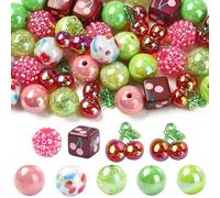 Airssory 45 pcs 9 Styles 16MM Cherry Theme Bubblegum Beads Chunky Round Cube Bubble Beads for DIY Jewellery Bracelet Necklace Earring Crafts Bag Keychain Phone Decor