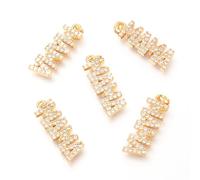 Airssory 5 pcs 20.8MM Brass Cubic Zirconia Word MAMA Charms Mom Mothers Day Theme Charms for DIY Jewellery Necklace Bracelet Earring Crafts Bag Keychain Phone Decor