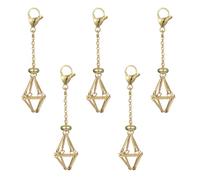 Airssory 5 pcs Brass Crystal Cage Holder Keychain Empty Stone Holder Charm with Lobster Claw Clasp for DIY Jewellery Craft Purse Pouch Backpack Necklace Decoration