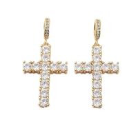 Airssory 5 pcs Brass Cubic Zirconia Cross European Dangle Charms Religious Jesus Crucifix Large Hole Charms for DIY Jewellery Bracelet Necklace Earring Crafts