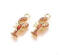 Airssory 5 pcs Brass Cubic Zirconia Red Lobster Charms Ocean Sea Animals Crayfish Charms for DIY Jewellery Necklace Bracelet Earring Crafts Bag Keychain Phone Decor
