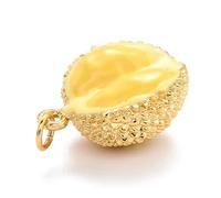 Airssory 5 pcs Golden Colour Lovely Durian Brass Enamel Charms Tropical Imitation Fruit Charms for DIY Jewellery Necklace Earring Bracelet Crafts Bag Keychain Phone Decor