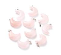 Airssory 5 pcs Natural Rose Quartz Gemstone Moon Charms Pink Crescent Celestial Stone Charms with Brass Loops for DIY Jewellery Bracelet Necklace Earring Bag Keychain Phone Decor