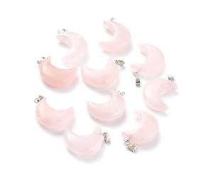 Airssory 5 pcs Natural Rose Quartz Gemstone Moon Charms Pink Crescent Celestial Stone Charms with Brass Loops for DIY Jewellery Bracelet Necklace Earring Bag Keychain Phone Decor