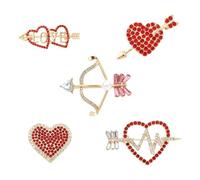 Airssory 5 Pcs Valentine's Day Brooches, Heart Lapel Pins, Cupid Arrow Rhinestone, LightGold, Women’s Fashion Accessories