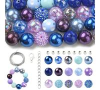 Airssory 50 pcs 20MM Blue Purple Theme Bubblegum Beads Chunky Disco Ball Acrylic Beads for DIY Jewellery Necklace Bracelets Keychain Home Party Birthday Decoration
