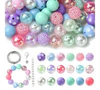 Airssory 50 pcs 20MM Mixed Colors Bubblegum Beads Chunky Disco Ball Acrylic Beads for DIY Jewellery Necklace Bracelets Keychain Home Party Birthday Decoration