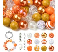 Airssory 50 pcs 20MM Orange Theme Bubblegum Beads Chunky Disco Ball Acrylic Beads for DIY Jewellery Necklace Bracelets Keychain Home Party Birthday Decoration