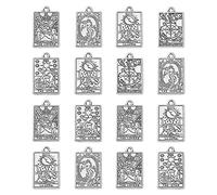 Airssory 50 Pcs 5 Styles Antique Rectangle Good Luck Amulet Charm Tarot Card Charms Bulk for Jewelry Making