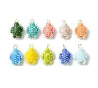 Airssory 50 pcs Mixed Colours Ceramic Porcelain Turtles Charms Ocean Sea Animals Tortoise Charms for DIY Jewellery Bracelet Necklace Earring Bag Keychain Phone Decor