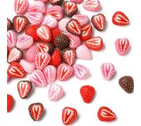 Airssory 50 pcs Mixed Colours Lovely Half Strawberry Shaped Flatback Resin Ornament Cabochons Fruit Shaped No Hole Beads for DIY Jewellery Embellishment Craft Phone Decor Bulk