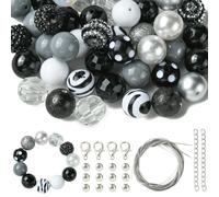 Airssory 50 Pcs Random 20mm Black Theme Disco Ball Acrylic Beads Chunky Bubblegum Beads Making Kit Plastic Spacer Beads for Bracelet Jewellery Making