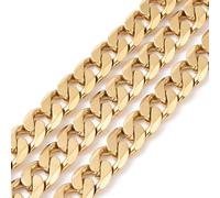 Airssory 5m/16.4 Feet Golden Color 304 Stainless Steel Cuban Link Chain Unwelded Twist Curb Cable Chunky Chains Roll with Spool for DIY Supplies Bracelet Necklace Jewellery Making
