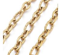 Airssory 5m/16.4 Feet Golden Color 304 Stainless Steel Twisted Oval Link Chain Unwelded Curb Chain Rolls with Spool for DIY Supplies Bracelets Necklace Jewellery Making
