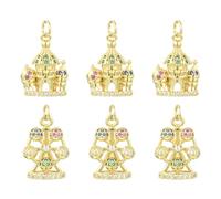 Airssory 6 pcs 2 Styles Brass Cubic Zirconia Golden Colour Ferris Wheel Castle Charms Amusement Park Theme Charms for DIY Jewellery Bracelet Necklace Earring Bag Keychain Decor