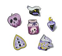 Airssory 6 pcs 6 Styles Magical Theme Alloy Enamel Pins Set Skull Halloween Gothic Theme Brooches Lapel Pin for Bag Jacket Backpack Hat Clothes Purse Badges Jewelry Crafts