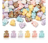 Airssory 60 pcs 6 Colours Iridescent Money Bag Acrylic Beads Bill Dollar Sign Cash Spacer Beads for DIY Jewellery Bracelet Necklace Crafts Keychain Phone Decor