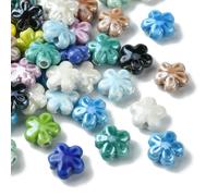 Airssory 60 pcs Handmade Ceramic Porcelain Clay Beads Smooth Pearlized 5-Petals Flower Beads for Jewelry Making Bracelet Necklace Earrings DIY Crafts