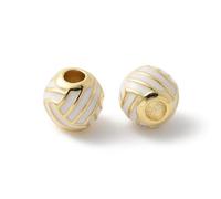 Airssory 7.5 mm 10 pcs Volleyball Shaped Enamel Brass Beads Sport Round Ball Spacer Beads for DIY Jewellery Bracelet Necklace Earring Crafts Keychain Decoration