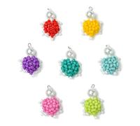 Airssory 7 pcs 7 Colours Glass Seed Bead Tortoise Charms Sea Ocean Animals Turtle Charms for DIY Jewellery Necklace Bracelet Earring Crafts Bag Keychain Phone Decor
