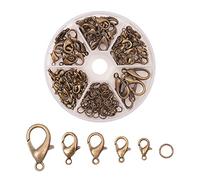 Airssory 70 Pcs Antique Bronze Spring Lobster Claw Clasps and Jump Rings Set Kit Clasps for Keyrings Jewellery Making Keychain DIY Supplies - 10~20.5mm