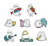 Airssory 8 Pcs 8 Styles Musical Instrument Theme Cat Brooches Pins Pet Animals Theme Enamel Lapel Pins Bulk for Men Women Clothes Shawl Dress Backpack Hats Jackets Crafts Decorations