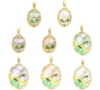 Airssory 8 pcs 8 Styles Oval with Leaf Brass Enamel Charms Elegant Leaves Charms for DIY Jewellery Bracelet Necklace Earring Bag Keychain Phone Decor
