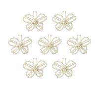 Airssory 8 Pcs Beaded Butterfly Patches Ornament Accessories ABS Plastic Imitation Pearl Butterfly Decoration Pendant for Shoes Bags Clothing Decor Jewelry Making